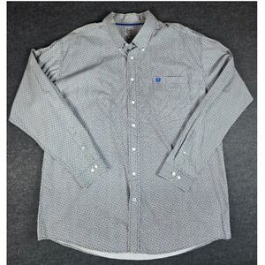 Cinch Men's Navy White Geometric Weave Western Shirt Button Front Cowboy Size XL
